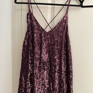 Free People Purple Sequin slip dress